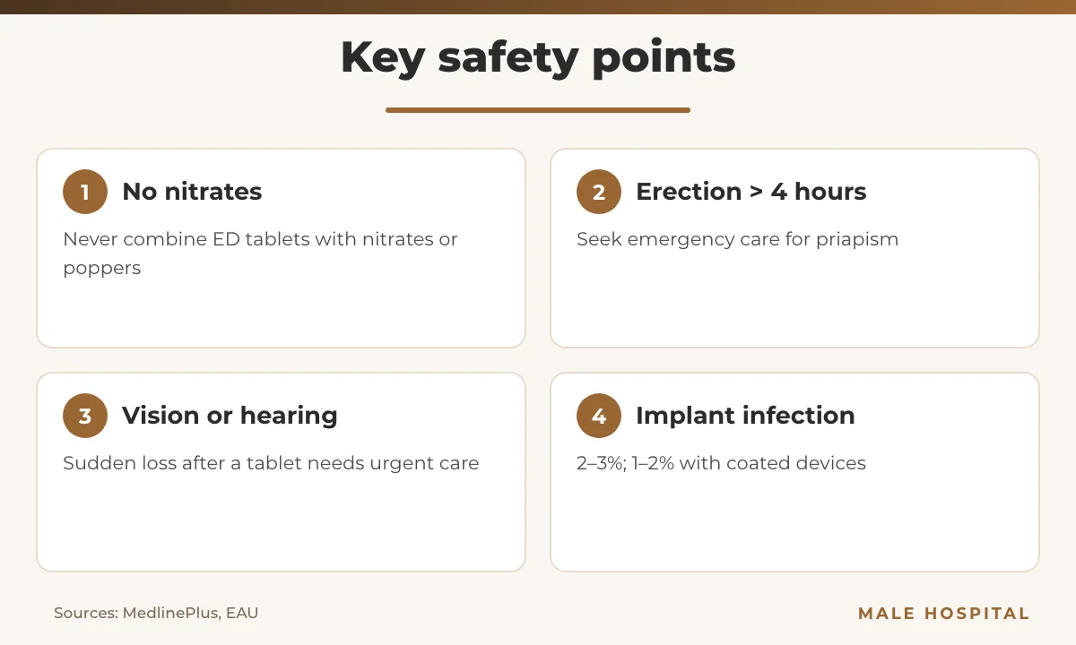 Erectile dysfunction treatment safety infographic