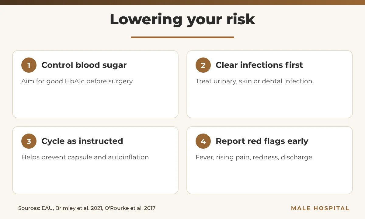 Checklist to reduce penile implant complications before and after surgery