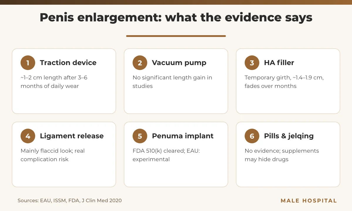 Penis enlargement options and the evidence for each
