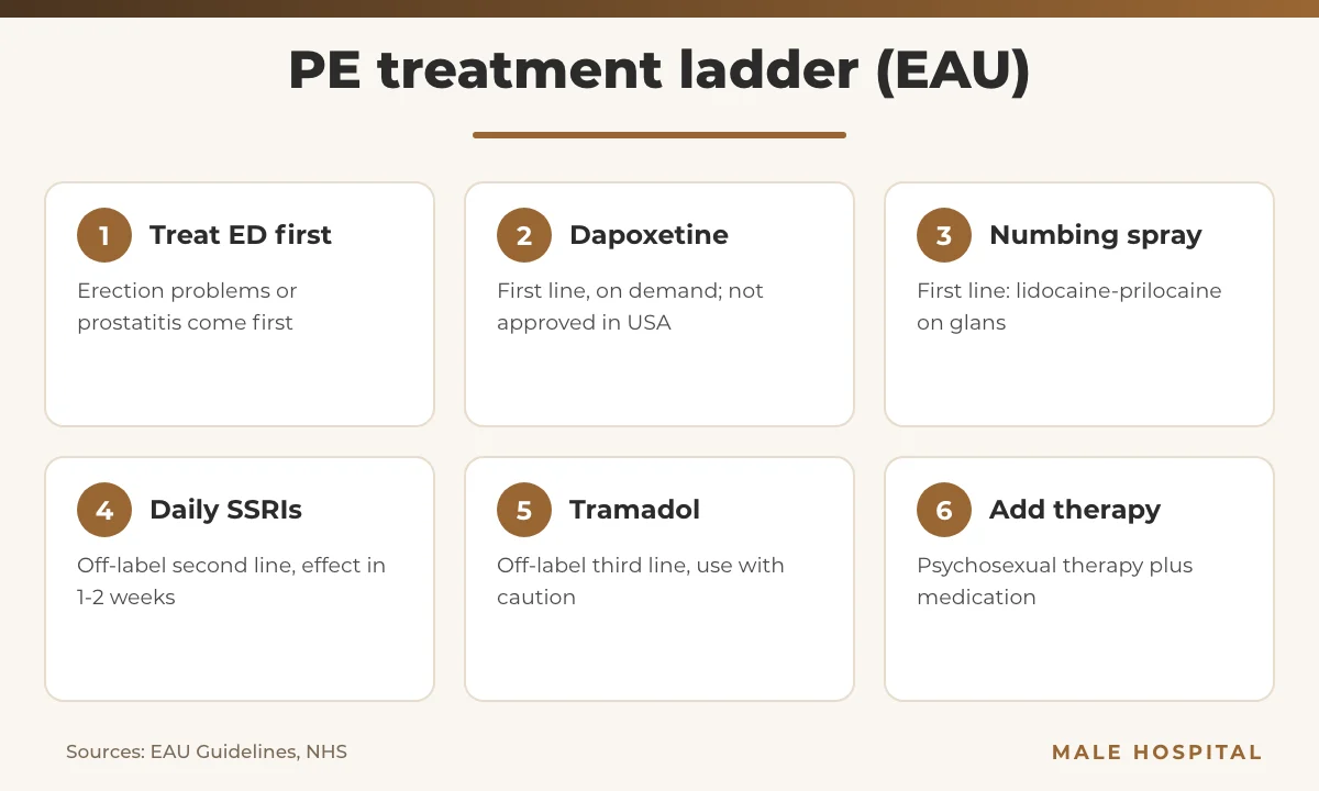 Premature ejaculation treatment ladder based on EAU guidelines
